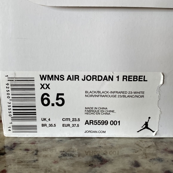 Nike air jordan 1 rebel womens size 6.5 (gloss black) - Picture 2 of 5